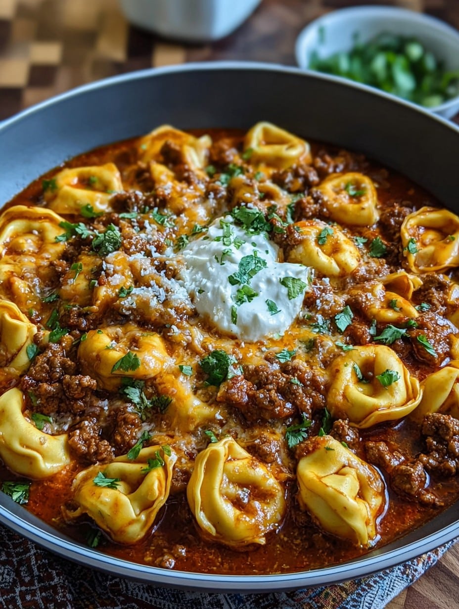 Cheesy Beef Enchilada Tortellini