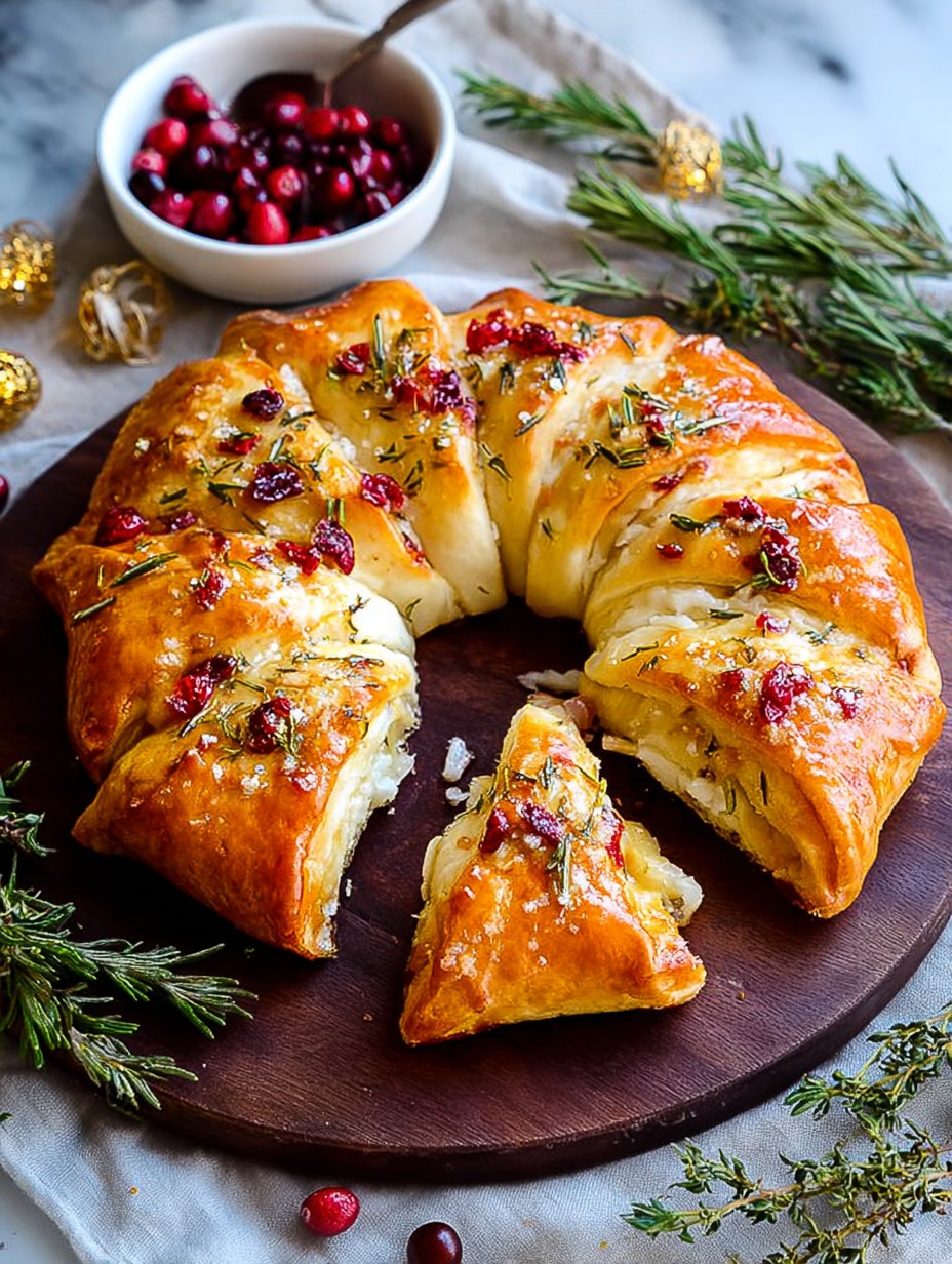 Cranberry Brie Crescent Wreath Christmas Appetizers