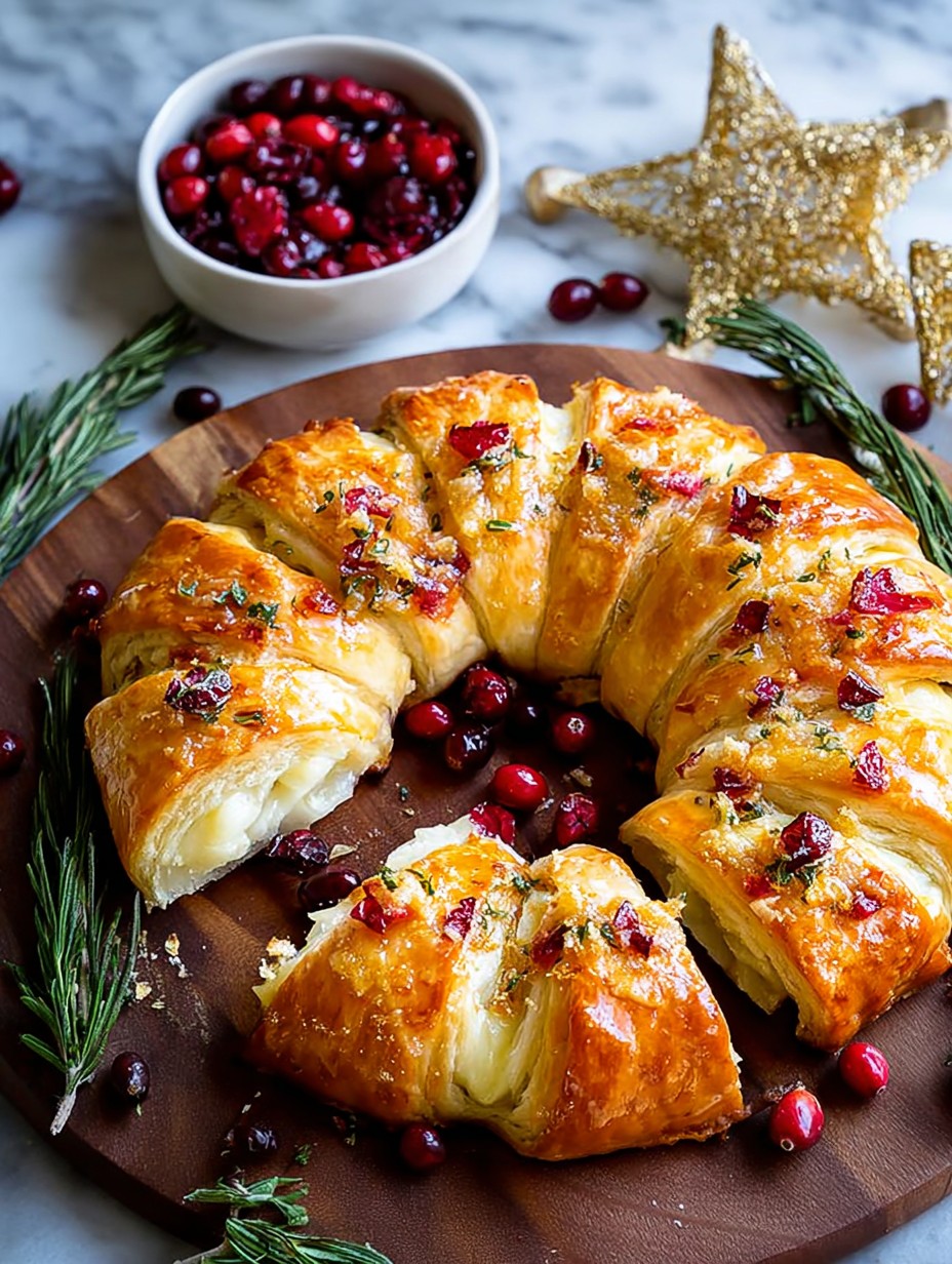 Cranberry Brie Crescent Wreath Christmas appetizers
