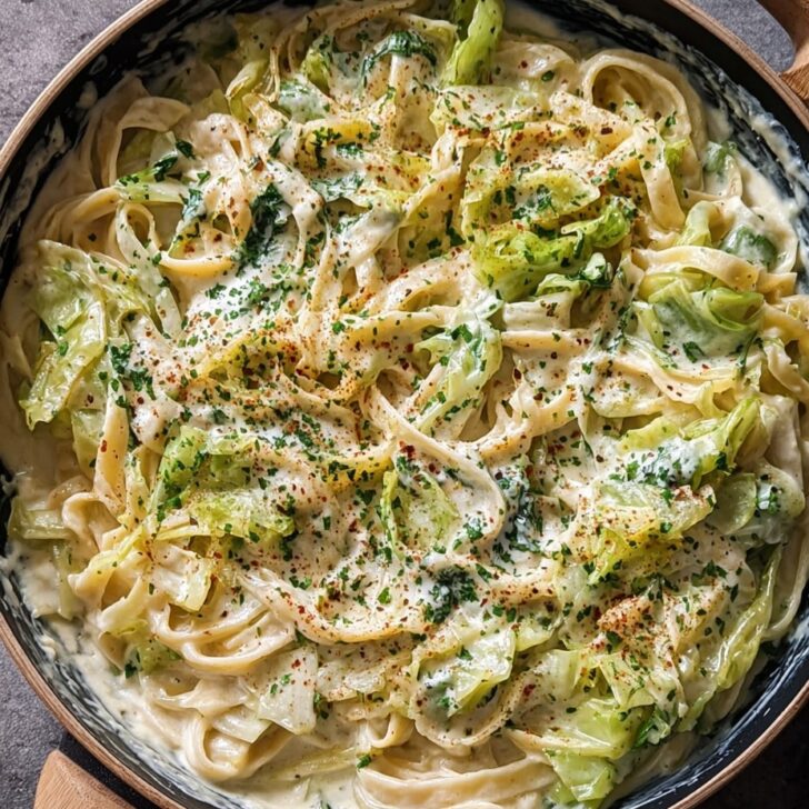 Creamy Garlic Alfredo with Tender Cabbage