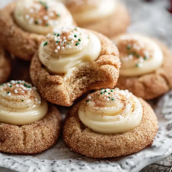 Eggnog Snickerdoodle Thumbprint  Christmas Cookies