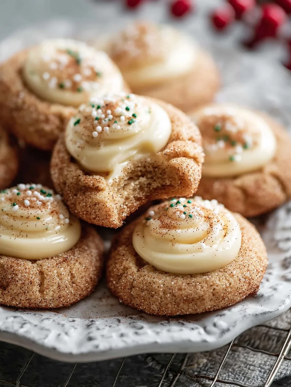 Eggnog Snickerdoodle Thumbprint Christmas Cookies