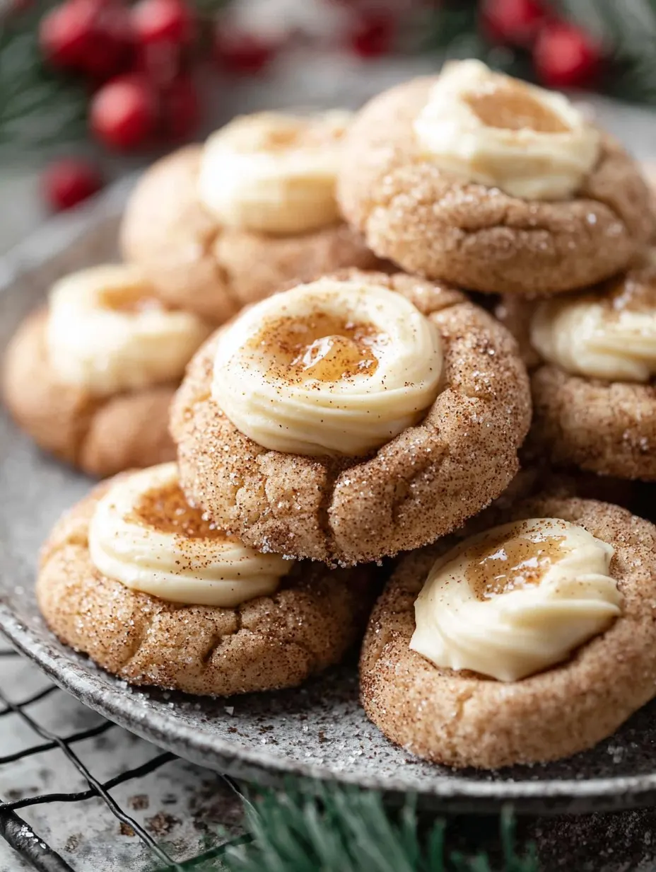 Eggnog Snickerdoodle Thumbprint  Christmas Cookies