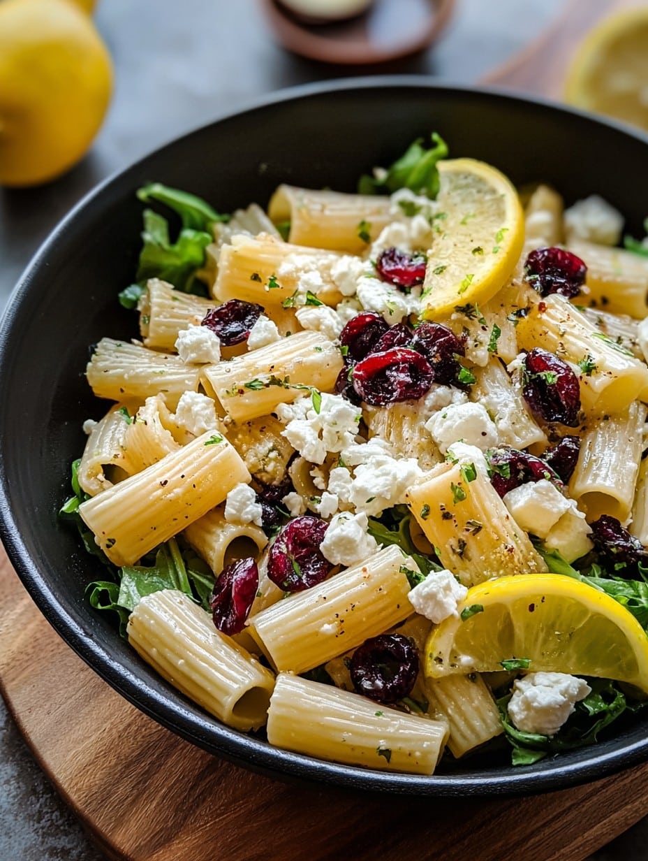 Feta & Cranberry Rigatoni Salad with Lemon Vinaigrette Recipe