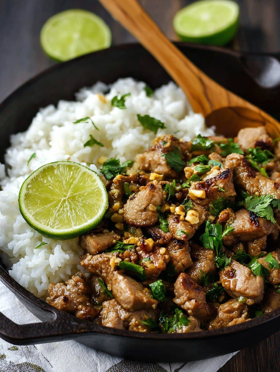Ginger Lime Pork with Coconut Rice Recipe