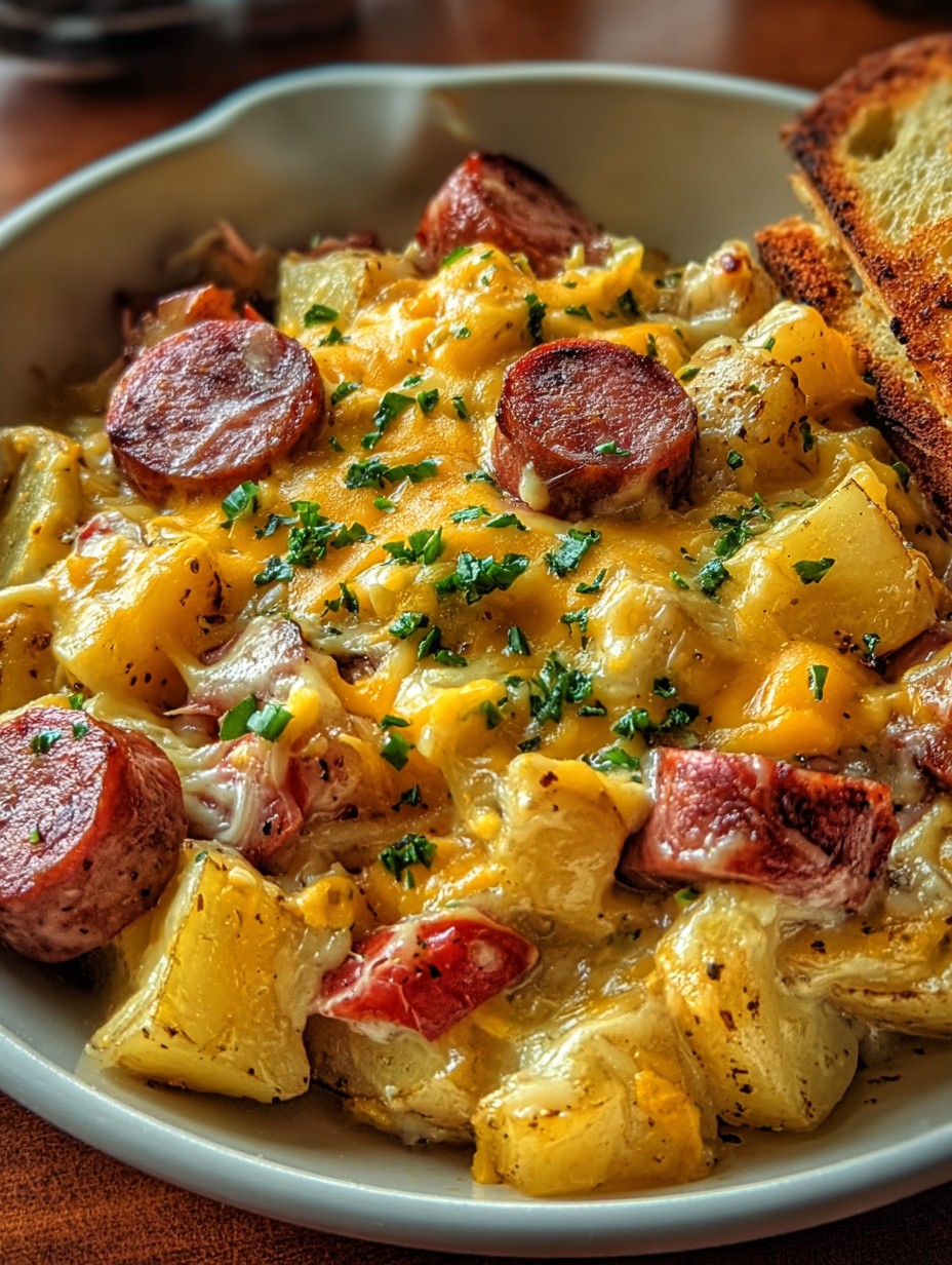 Hearty Cheesy Ranch Potatoes & Beef Smoked Sausage