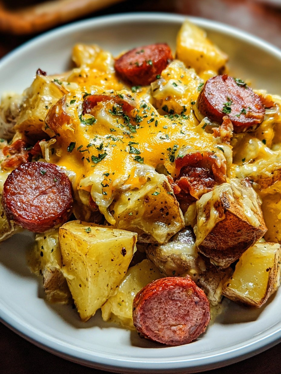 Hearty Cheesy Ranch Potatoes & Beef Smoked Sausage
