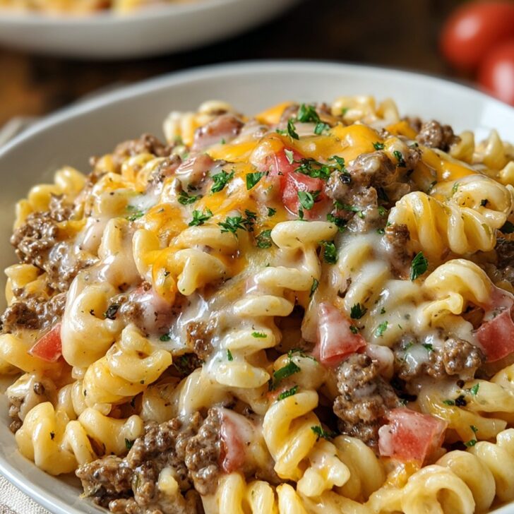 Loaded Cheeseburger Alfredo Pasta