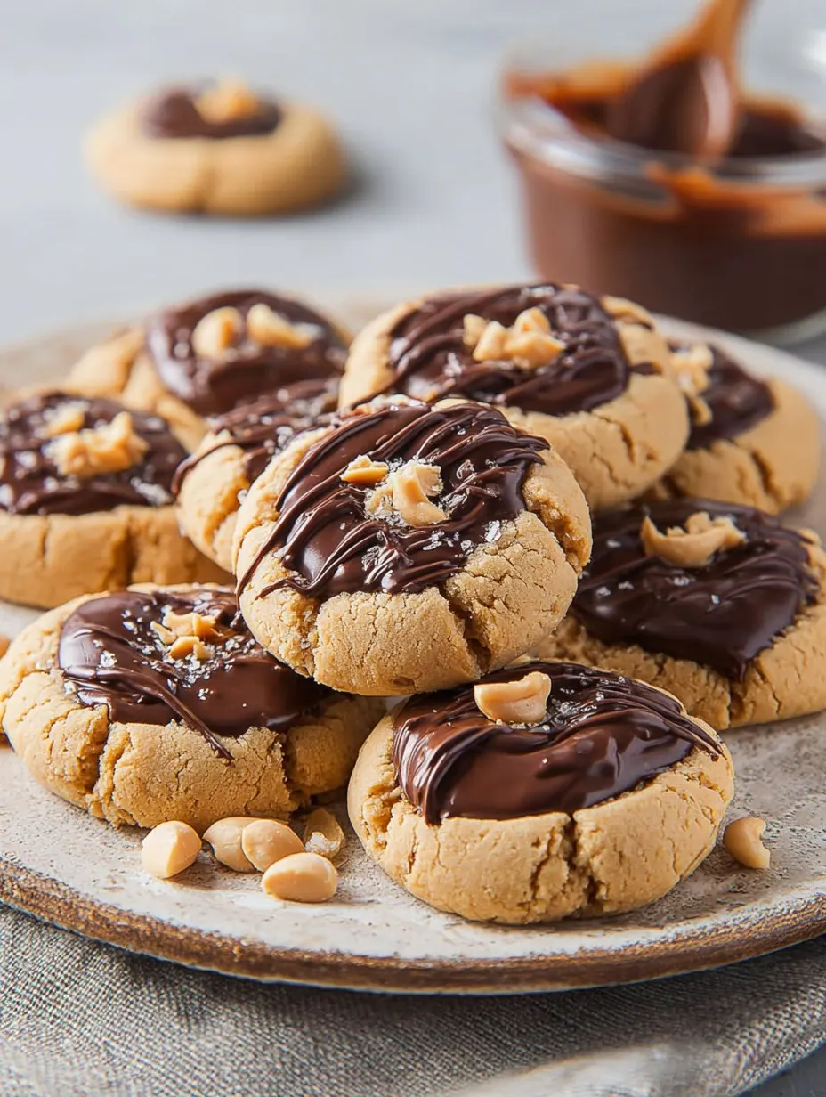 Peanut Butter Chocolate Thumbprint Cookies