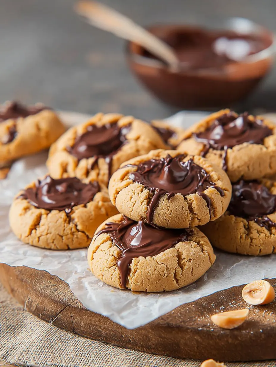 Peanut Butter Chocolate Thumbprint Cookies