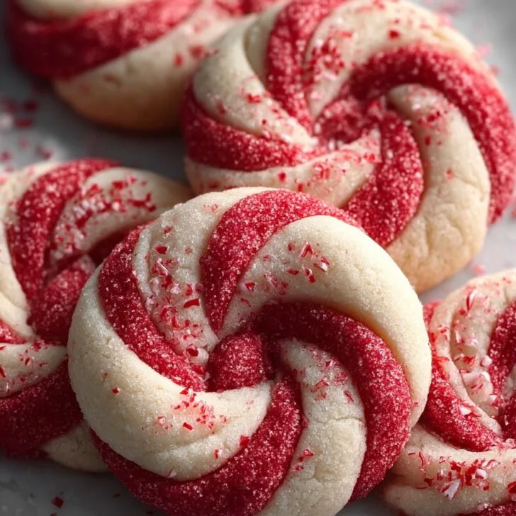 Peppermint-kissed Swirl of vanilla and red cookie dough Candy Cane Cookies