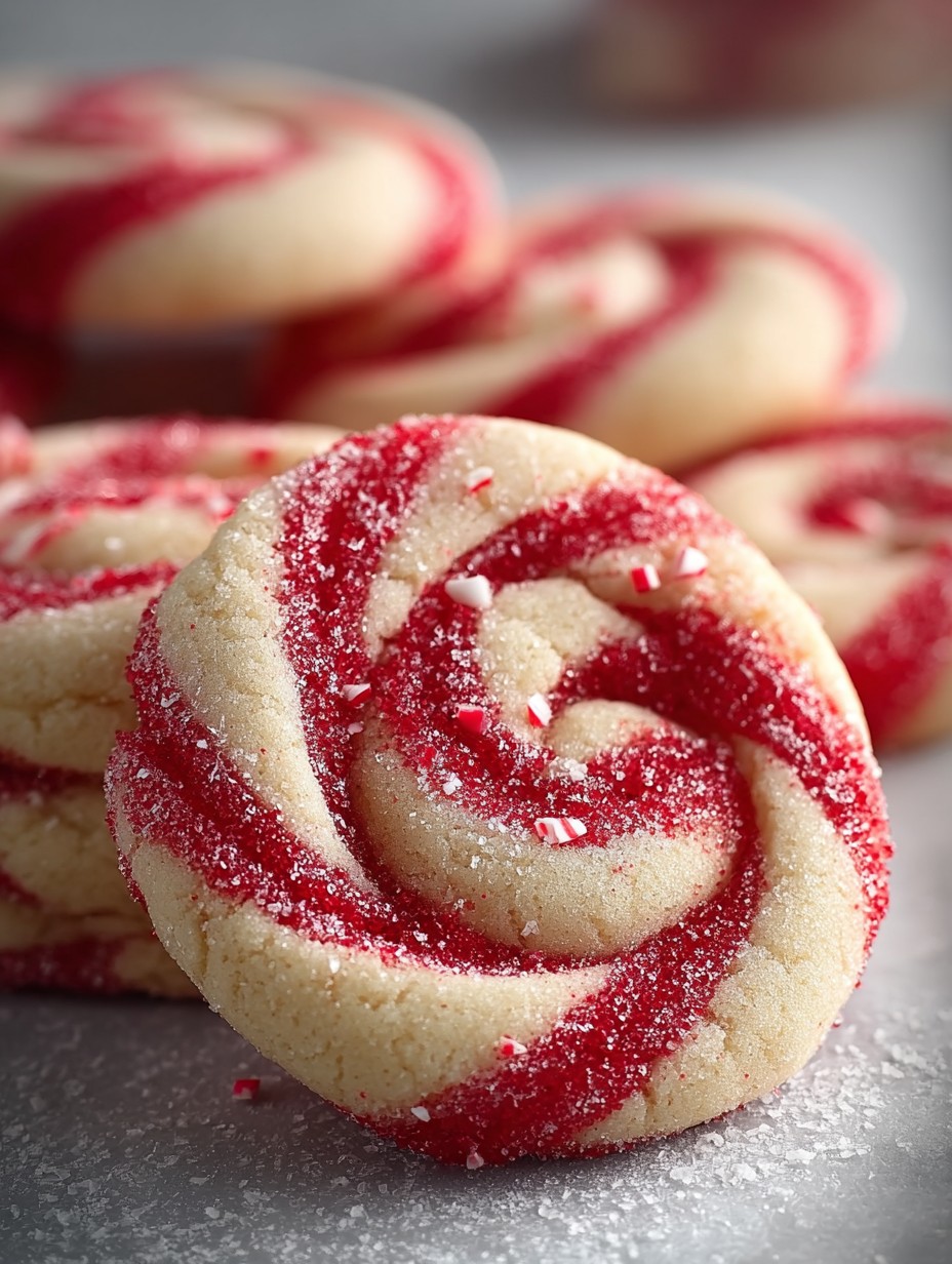 Peppermint-kissed Swirl of vanilla and red cookie dough Candy Cane Cookies