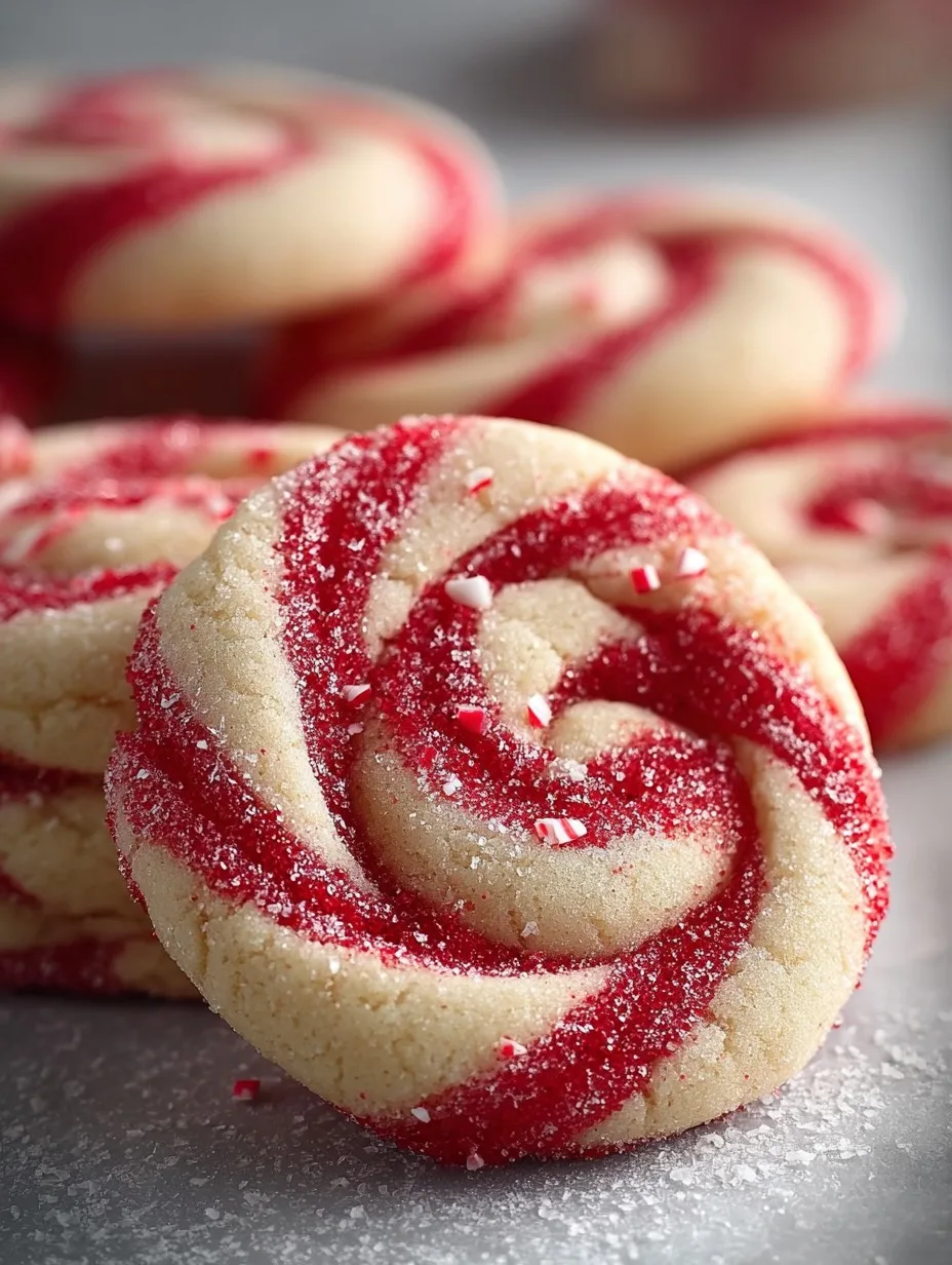 Peppermint-kissed Swirl of vanilla and red cookie dough Candy Cane Cookies