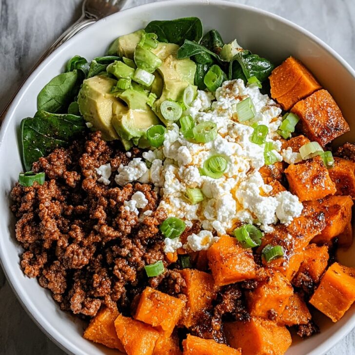 Sweet Potato Beef Bowl with Hot Honey and Cottage Cheese