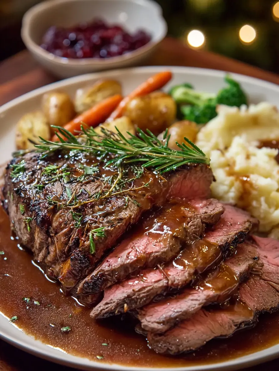 The Perfect Christmas Dinner Roast Beef with Red Wine Gravy