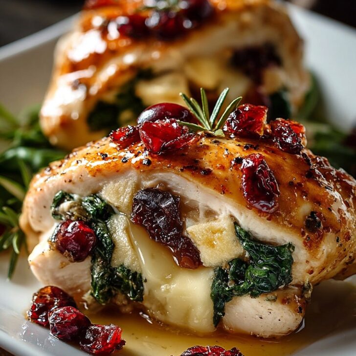 Cranberry & Spinach Stuffed Chicken Breasts with Brie Recipe