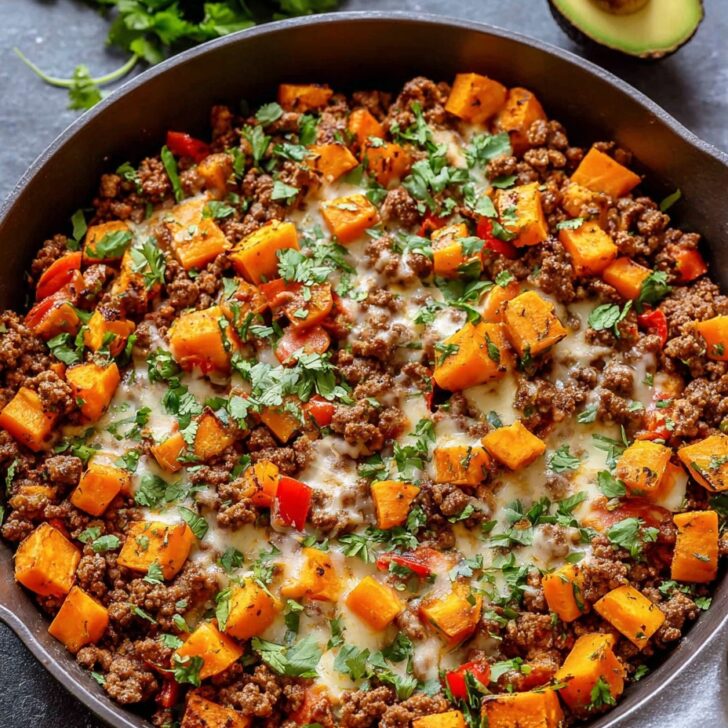 Southwest Ground Beef and Sweet Potato Skillet Recipe