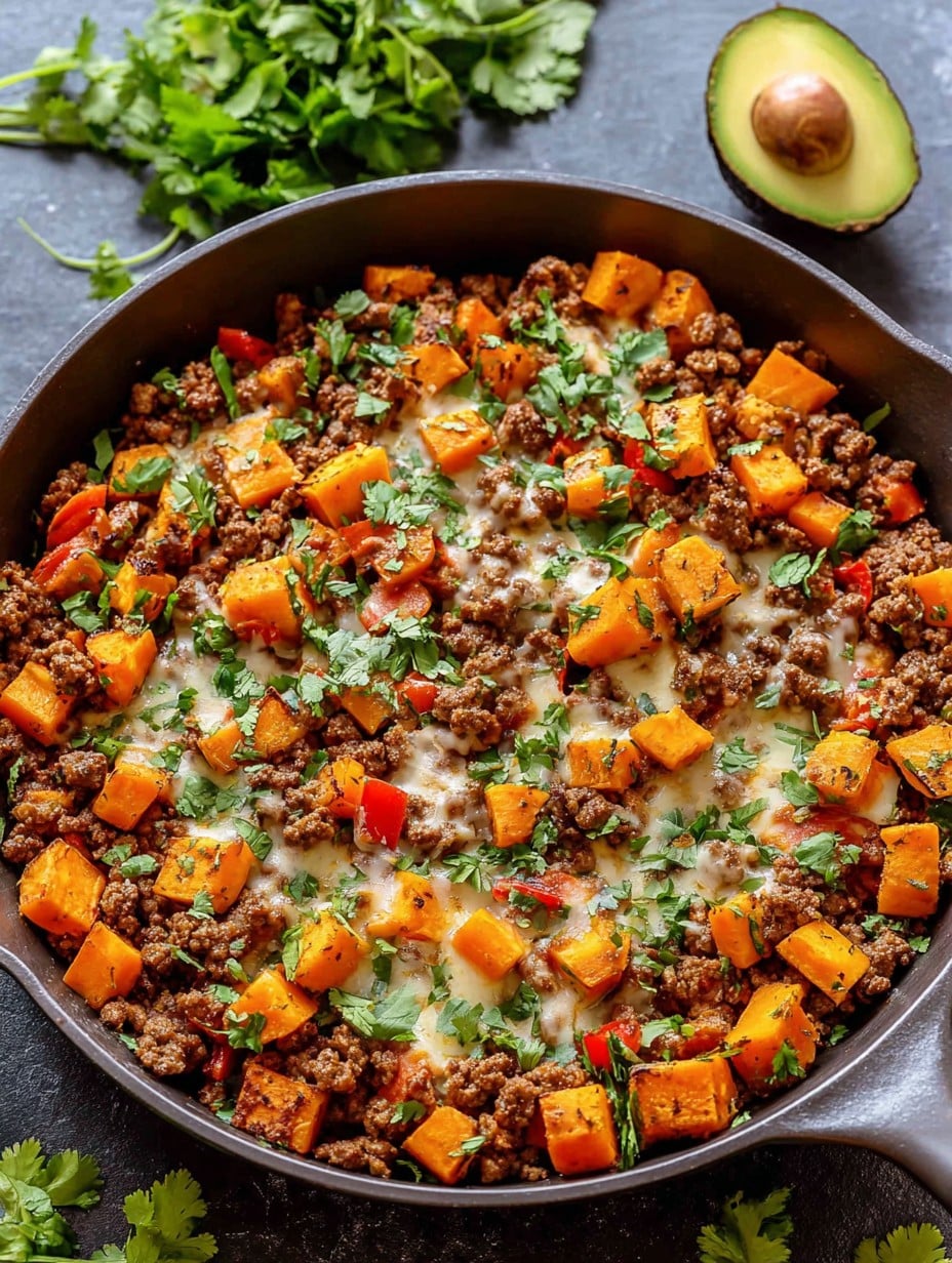 Southwest Ground Beef and Sweet Potato Skillet Recipe