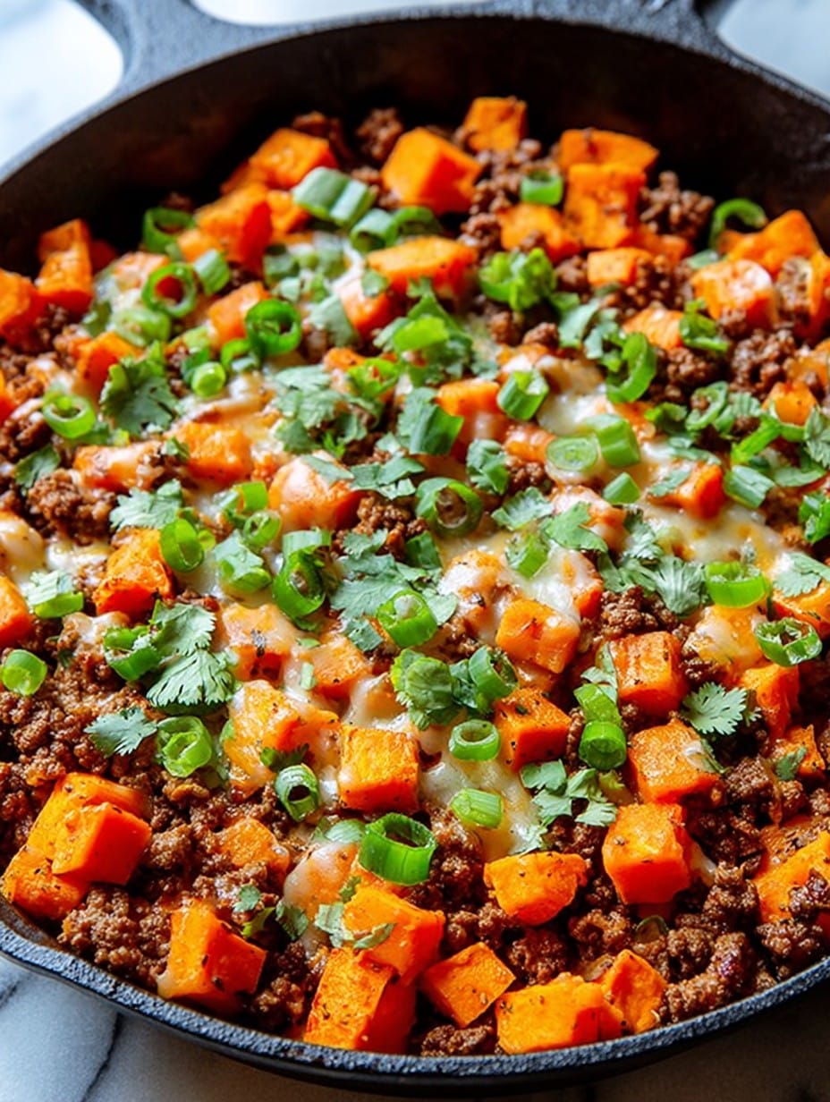Southwest Ground Beef and Sweet Potato Skillet Recipe